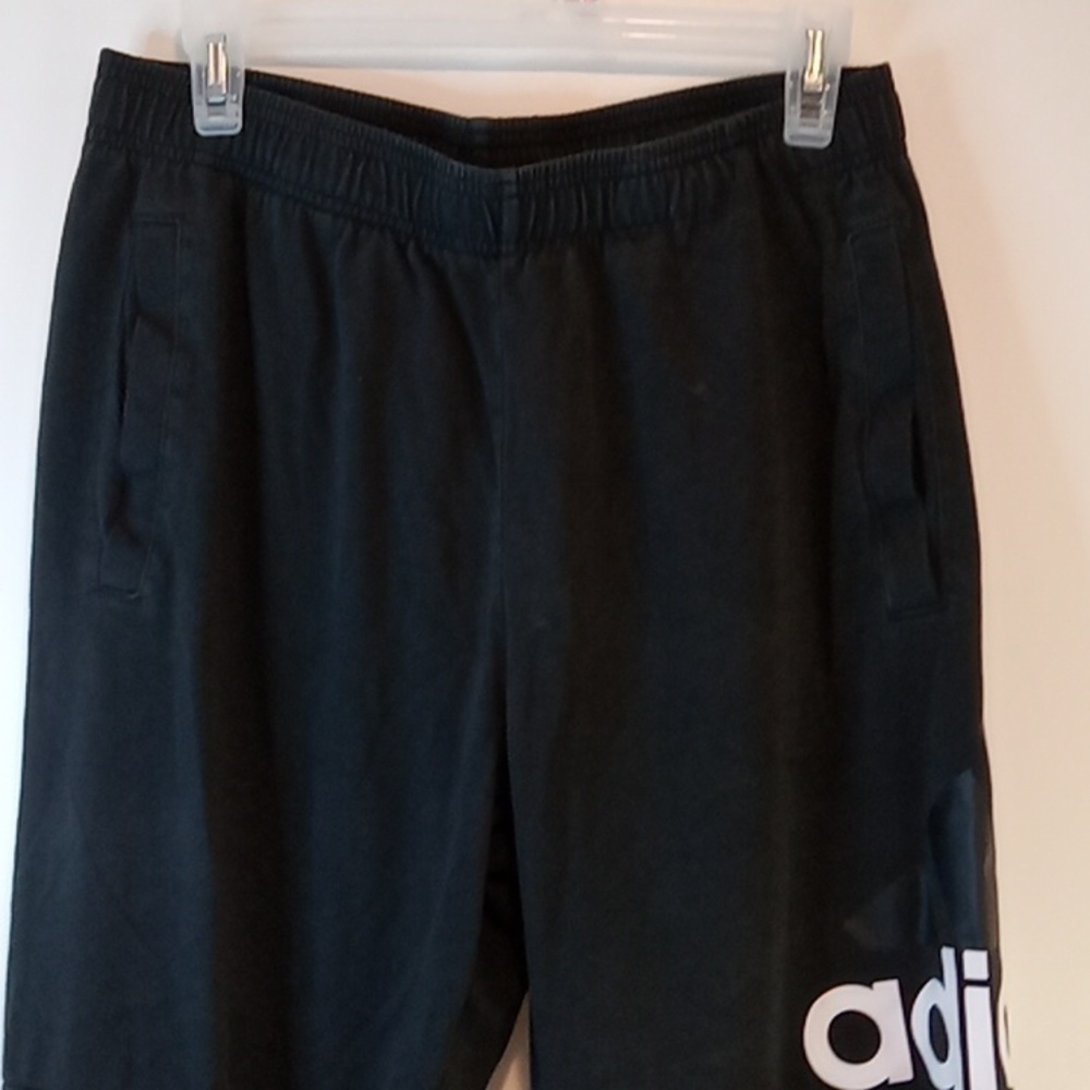 Adidas Spell Out Sweatpants Jogging Pants Black Drawstring Men's Sz L EUC NICE!